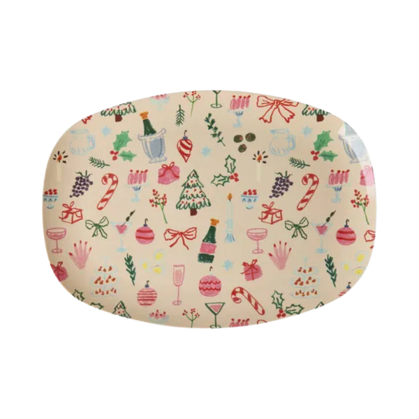 Melamine Rectangular Plate with Xmas Galore Print