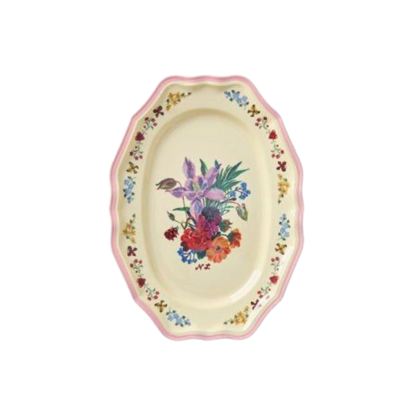 Melamine Vintage Serving Dish with Nathalie Lété Print - Pink - Small