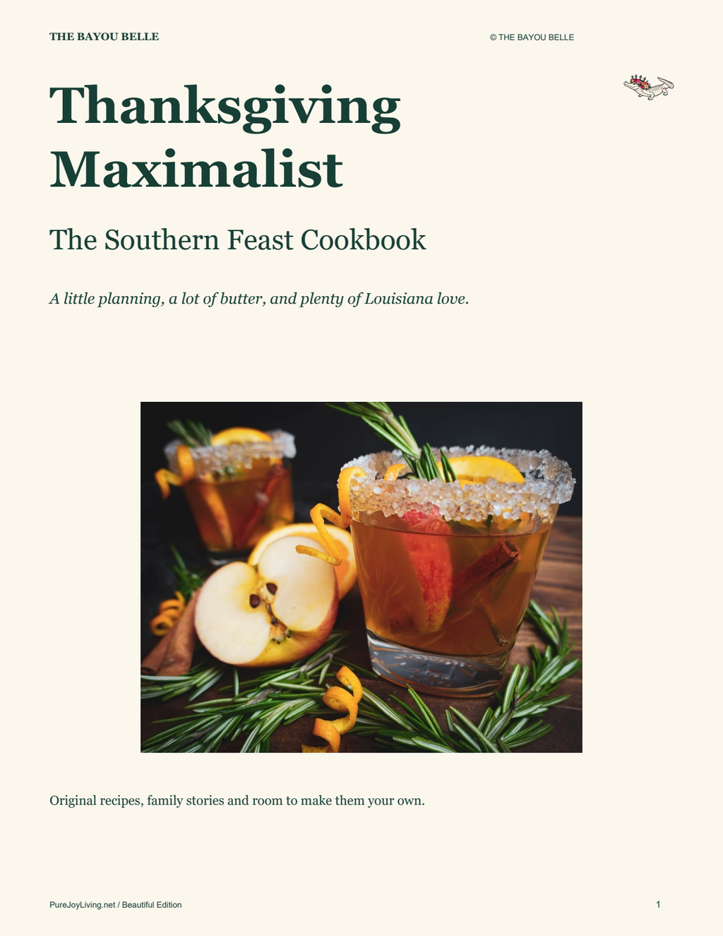 The Bayou Belle Southern Thanksgiving Feast Cookbook cover